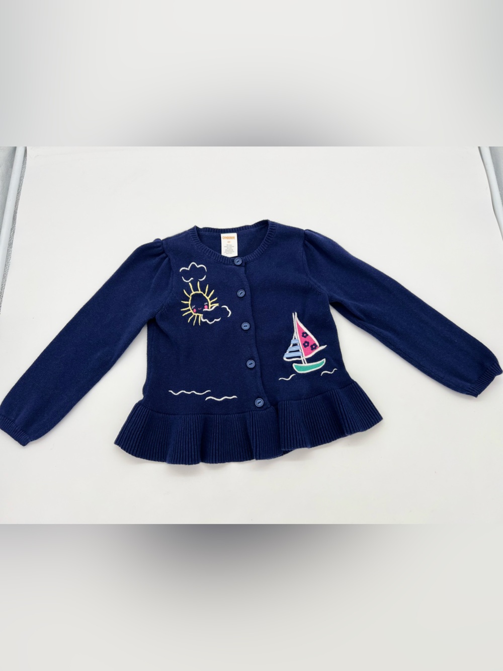 Gymboree Girls Blue Button Up Cotton Cardigan 3T Sailing Sun